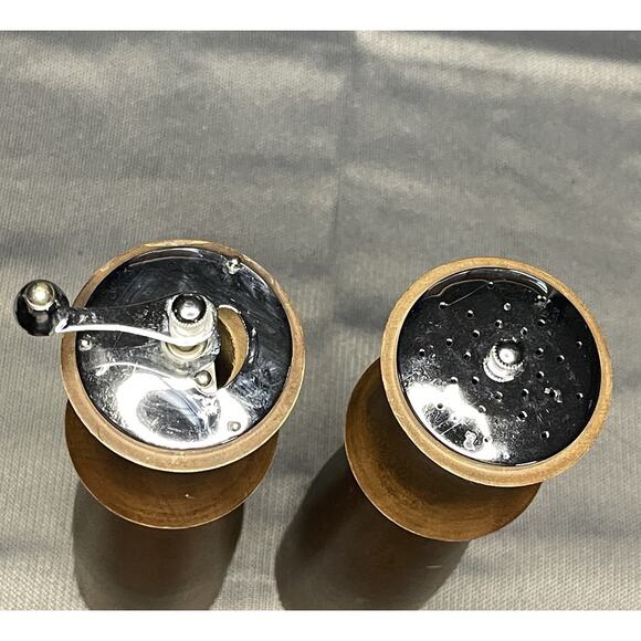 Vintage Teak Wood Pepper Mill and Salt Shaker Set 10" Mid Century Modern - Picture 5 of 5